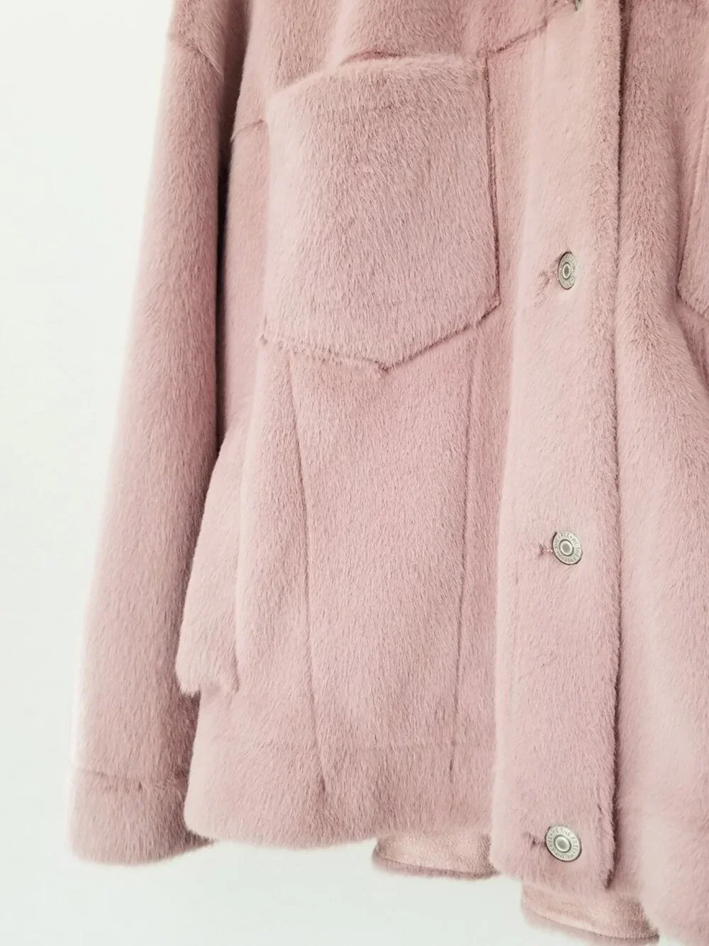 Free People We the Free Cozy Opal Swing Jacket in Pink Size S Faux Fur Teddy $98